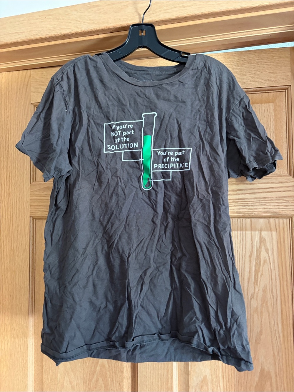Men's Gray Graphic Science T-Shirt with Green Test Tube